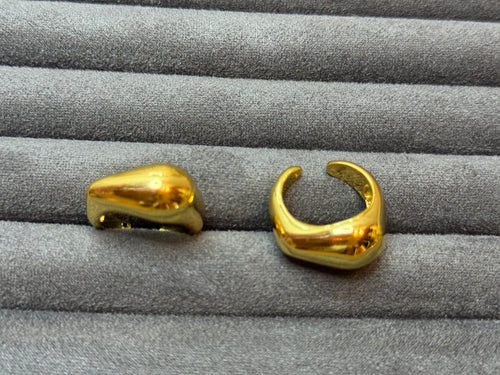 Bague Géométrique Simple Ajustable Dorée Acier Inoxydable