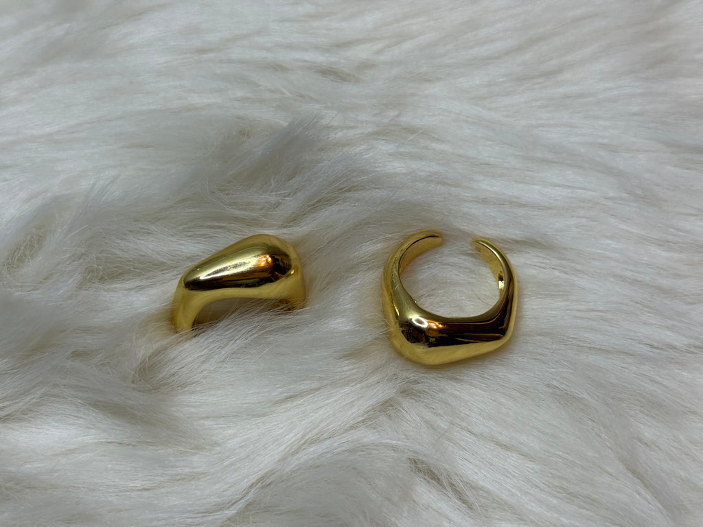 Bague Géométrique Simple Ajustable Dorée Acier Inoxydable