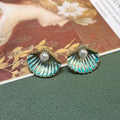 Boucles d'Oreilles Coquillage Vert claire Métal Exquises