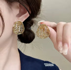 Boucles d'Oreilles Ovales Maille Creuse 
