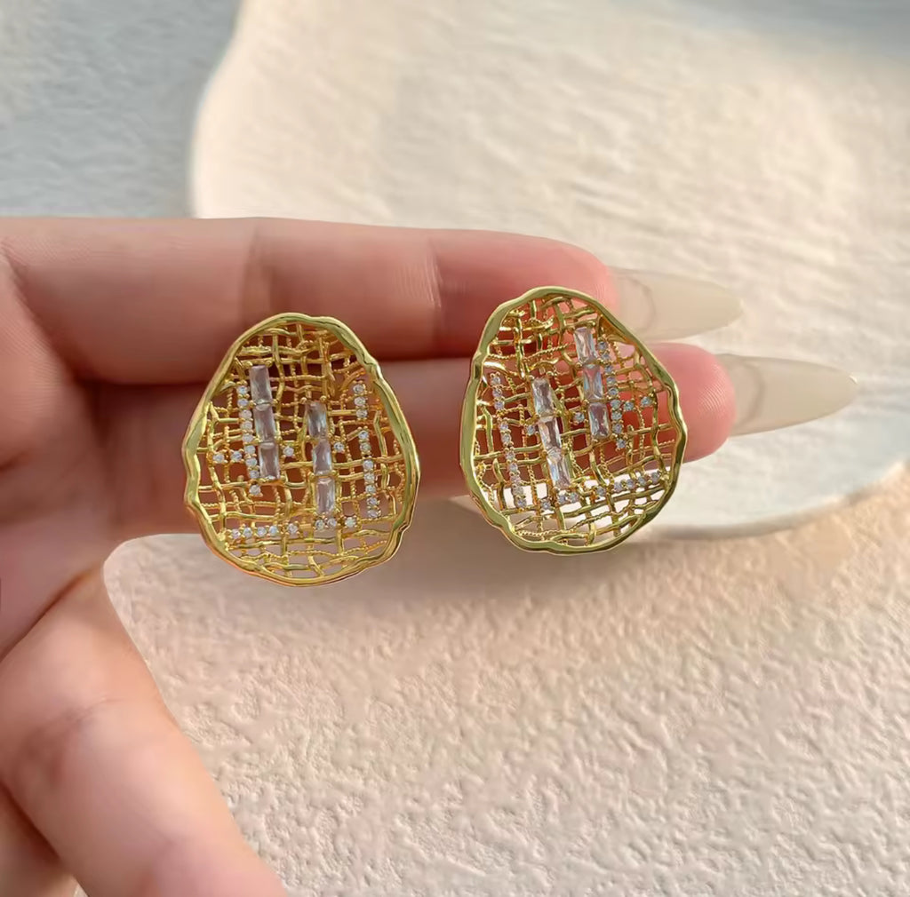 Boucles d'Oreilles Ovales Maille Creuse 