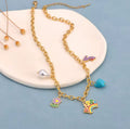 Collier Arc-en-Ciel Fleur Perle Chaussure Doré
