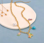 Collier Arc-en-Ciel Fleur Perle Chaussure Doré