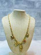 Collier Ourson Doré Cœur Cerise Nœud Fleur Tournesol