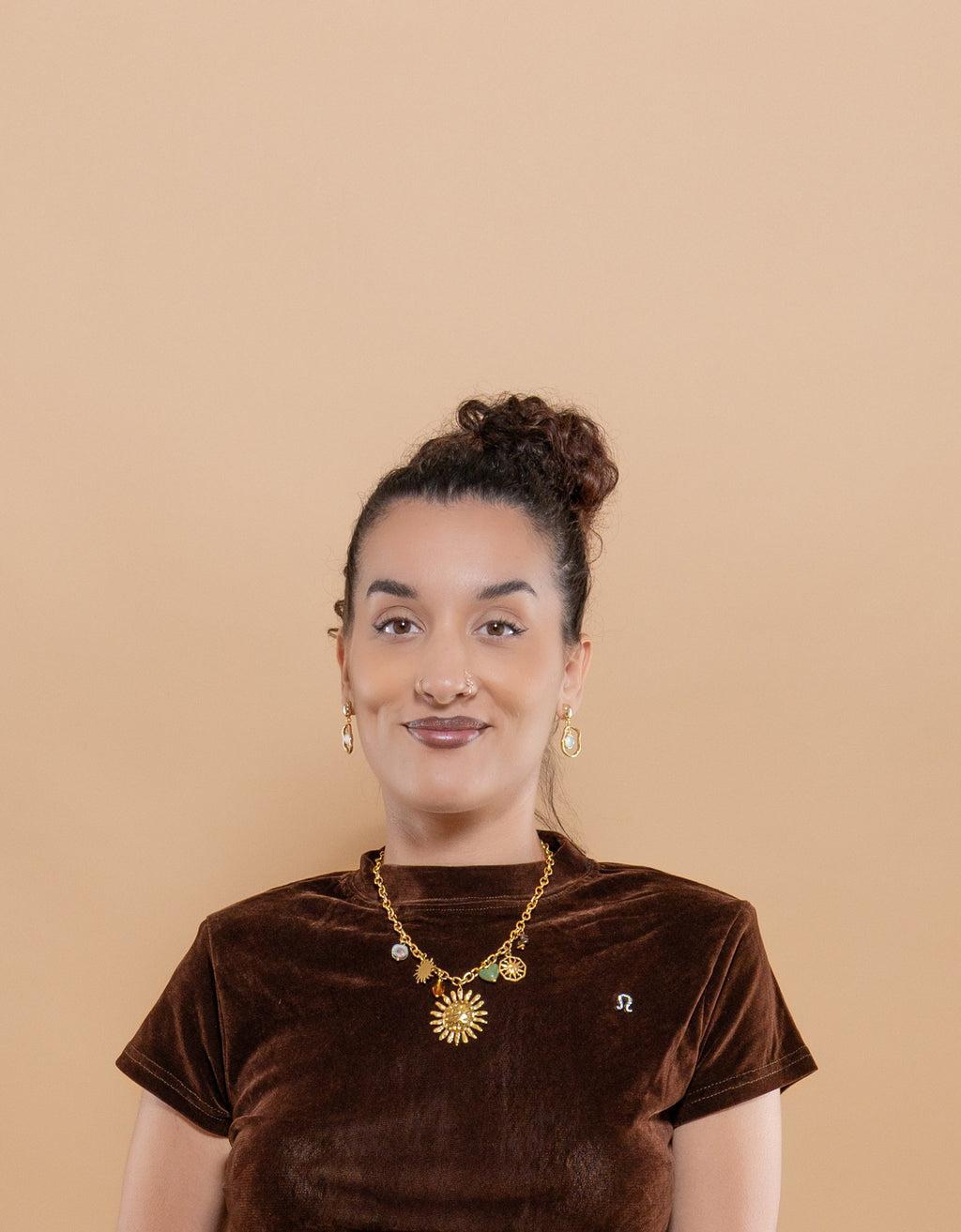 Collier Pendentif Cœur et Soleil Doré Acier Inoxydable