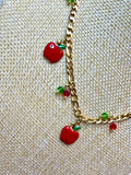 Collier Pomme Strass Doré Acier Inoxydable