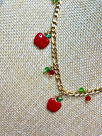 Collier Pomme Strass Doré Acier Inoxydable