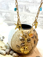 Collier Étoile Hippocampe Coquillage Doré Acier