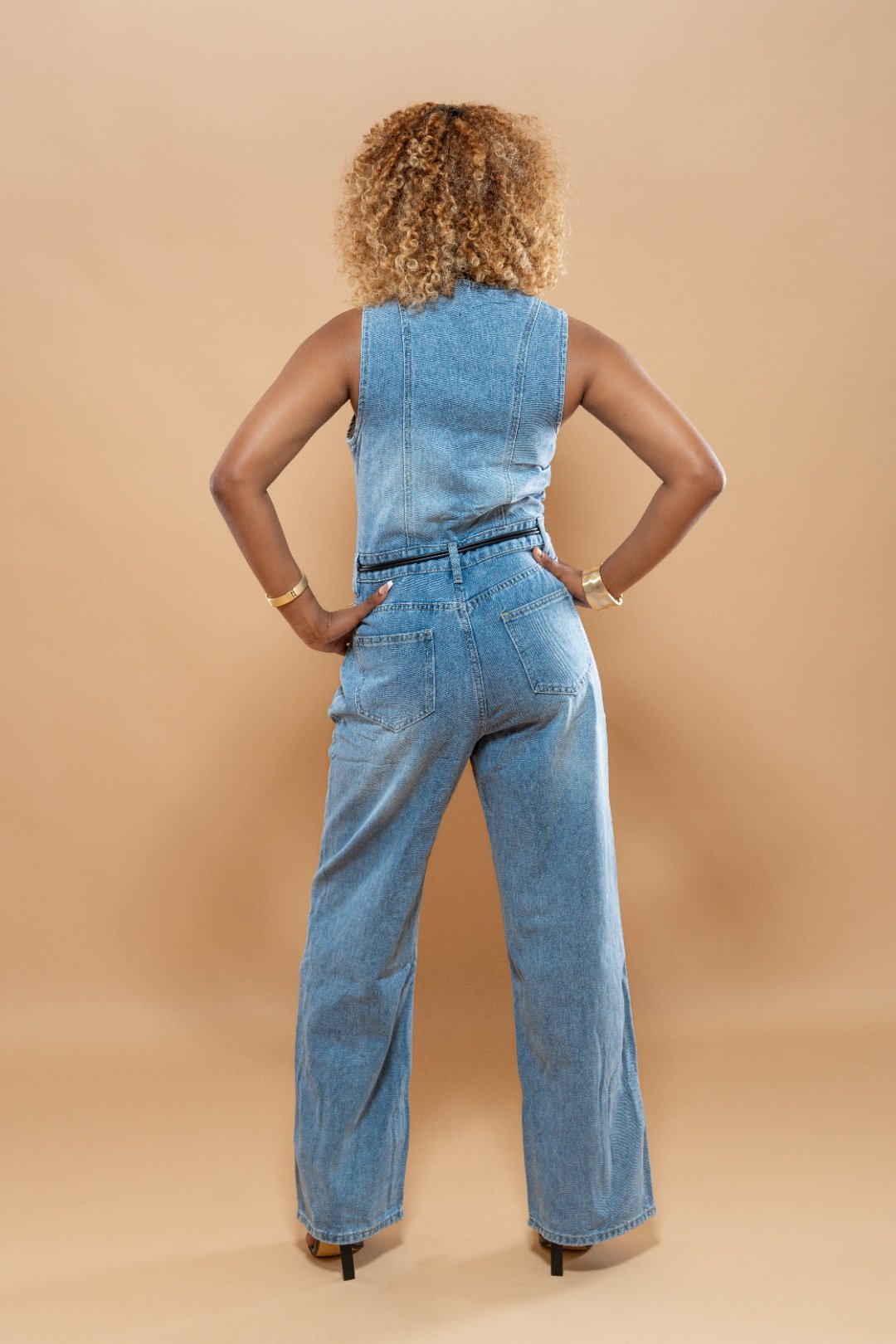 Combinaison Jeans Été Sans Ceinture – Bleu Élégante