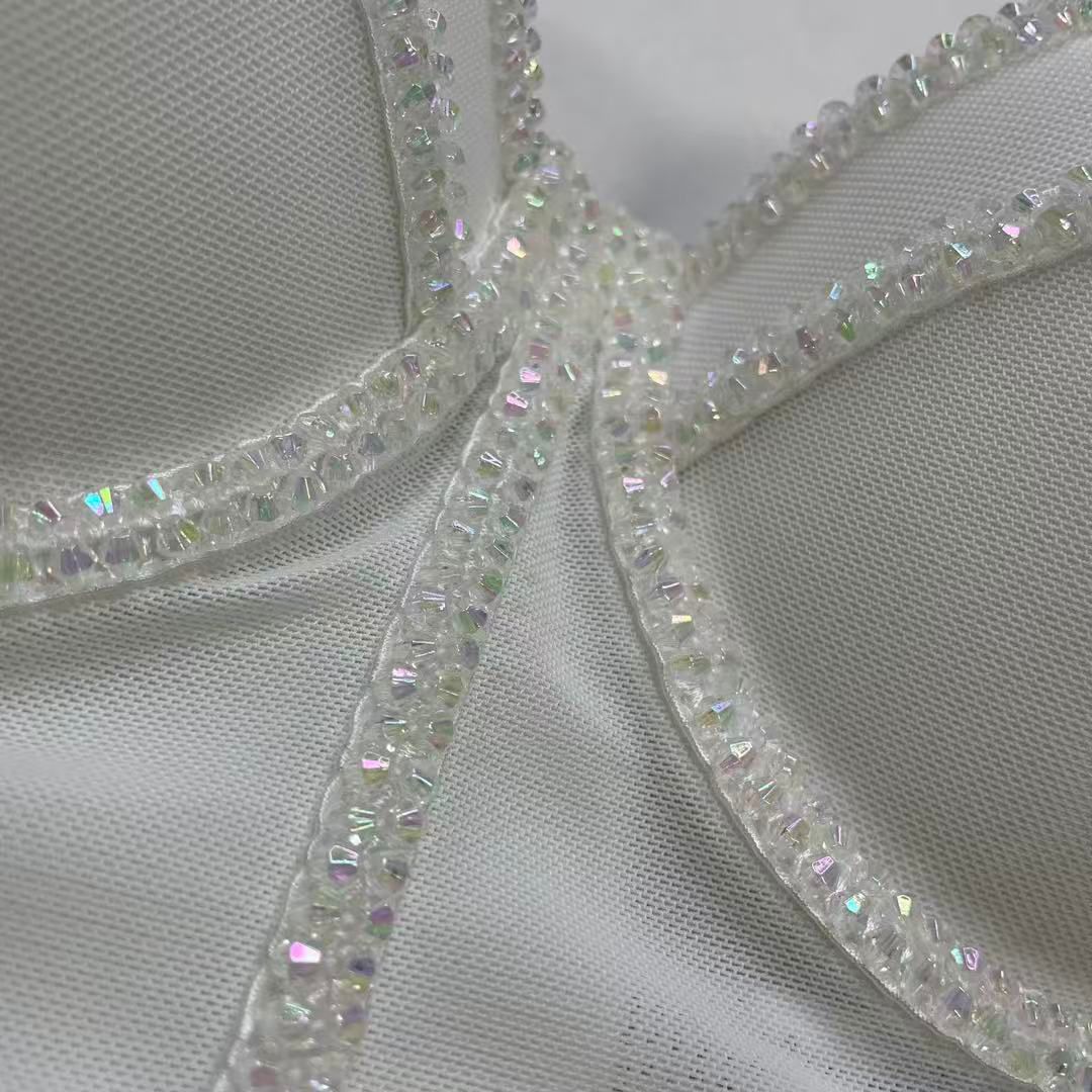 Crop Top Corset à Bretelles Ajustables avec Strass