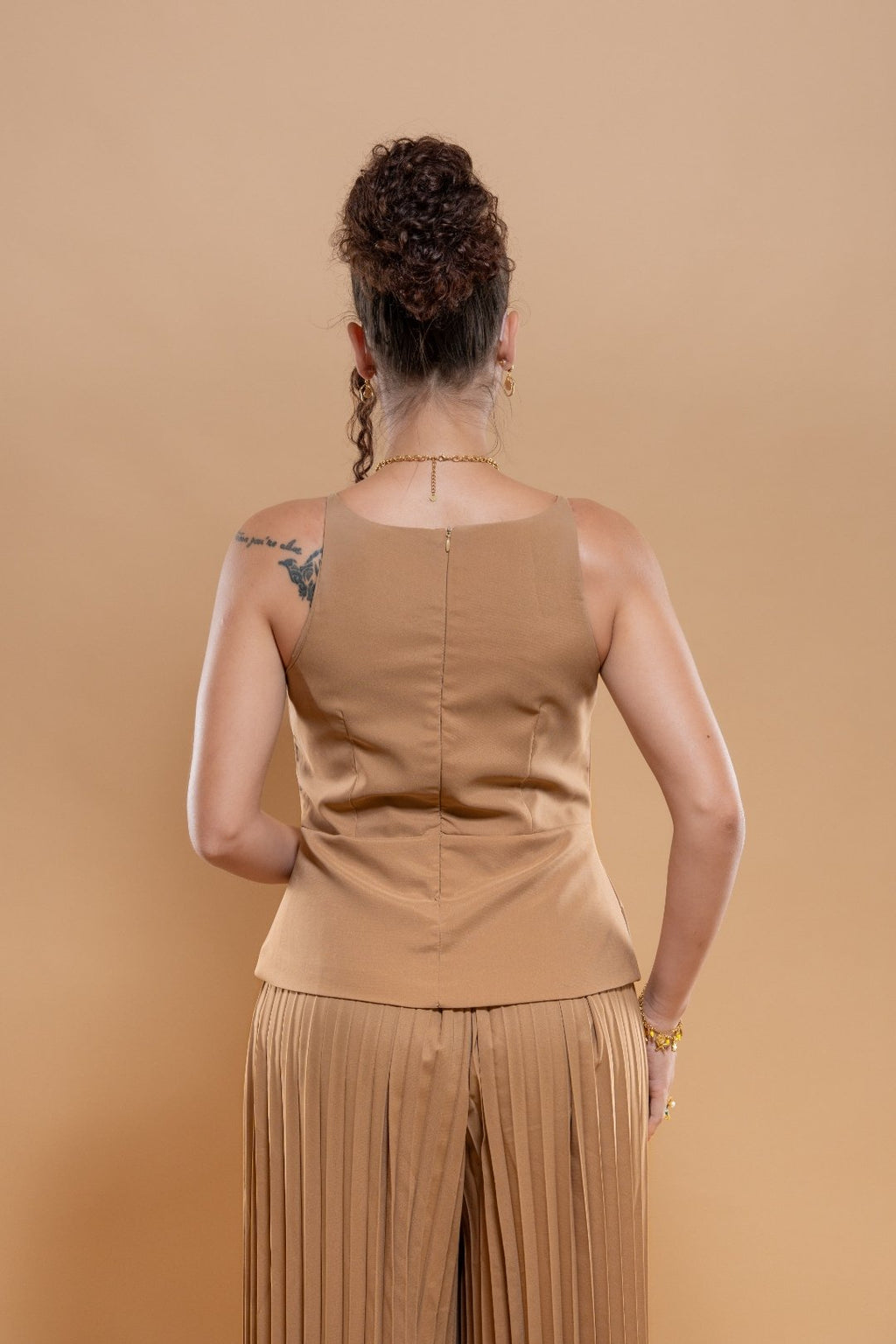 Ensemble Femme 2 Pièces Coton - Haut Ceinture Pantalon Plissé