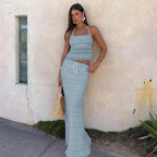 Ensemble Jupe Top Dos Nu - 4 Couleurs Élégantes