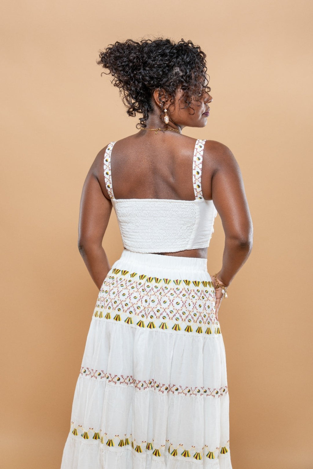 Ensemble Top Jupe Coton Blanc - Tenue Plage Légère
