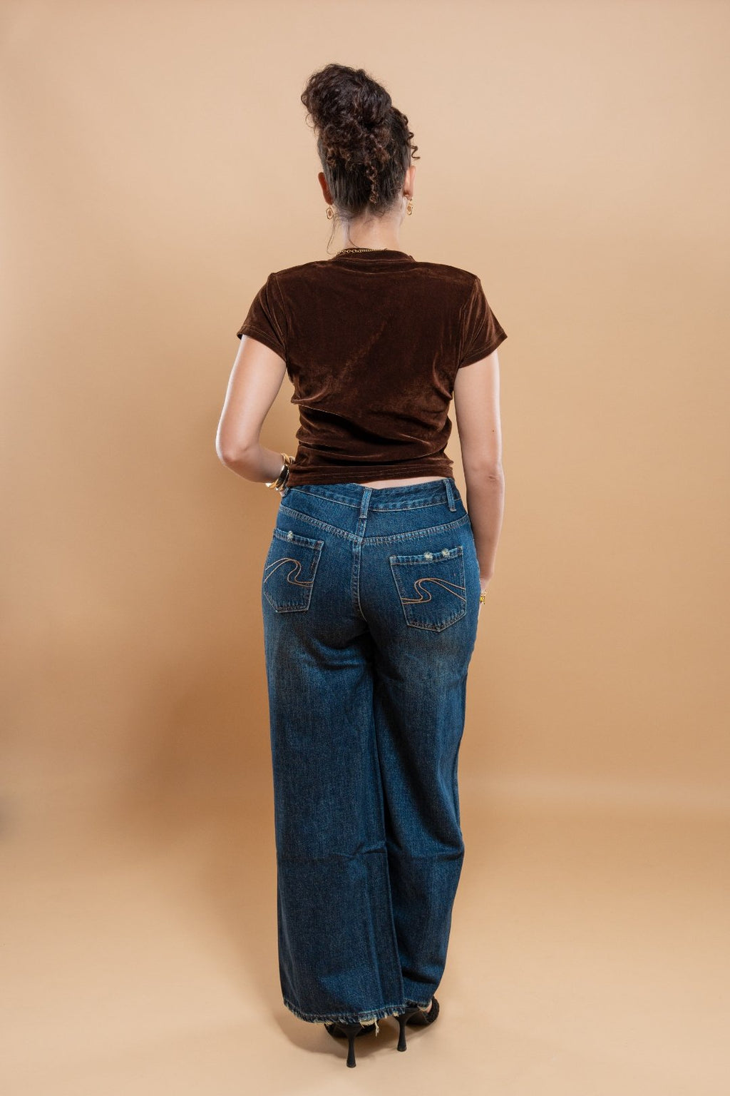 Jean Large Déchiré Bleu Foncé - Effet Usé Vintage