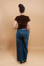 Jean Large Déchiré Bleu Foncé - Effet Usé Vintage