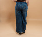 Jean Large Déchiré Bleu Foncé - Effet Usé Vintage