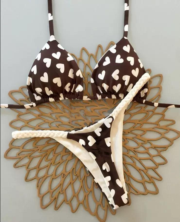 Maillot de Bain 2 Pièces Motif Cœur