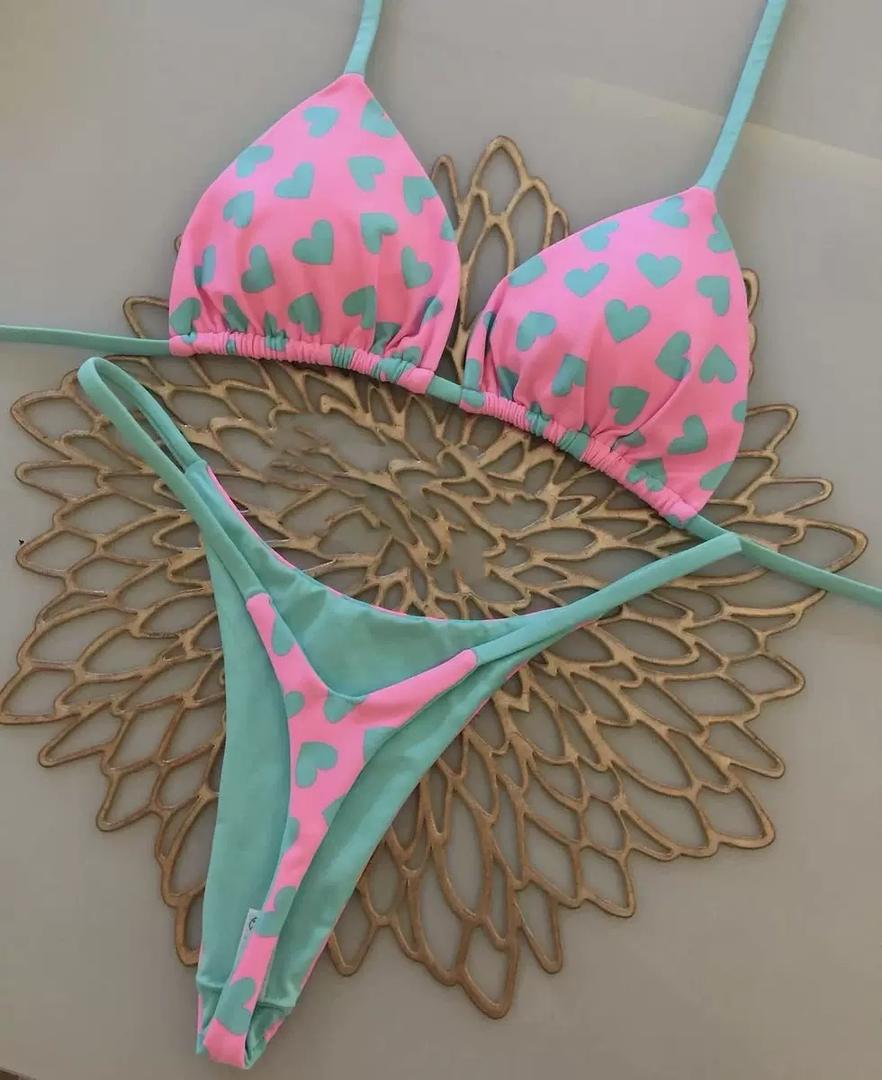 Maillot de Bain 2 Pièces Motif Cœur