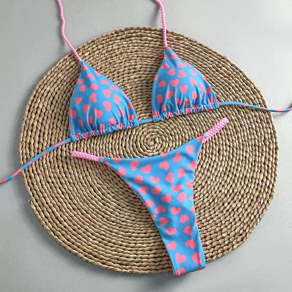 Maillot de Bain 2 Pièces Motif Cœur