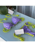 Maillot de Bain 2 Pièces Réversible Violet/Vert 