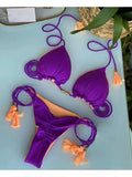 Maillot de Bain 2 Pièces Réversible Violet/Orange