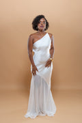 Robe d'Été Col Incliné Sexy - Jaune/Blanc Élégante