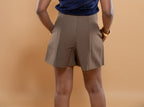 Short Taille Haute Jambes Larges - Blanc/Noir/Marron