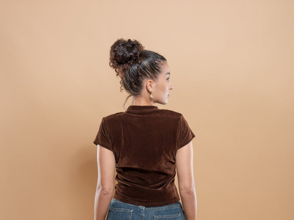 T-Shirt Velours Élastique Bijou Femme