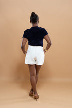 T-Shirt Velours Élastique Bijou Femme