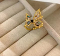 Bague Papillon Nacre Naturelle Ajustable Dorée