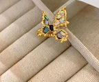 Bague Papillon Nacre Naturelle Ajustable Dorée
