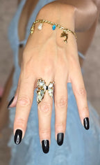 Bague Papillon Nacre Naturelle Ajustable Dorée