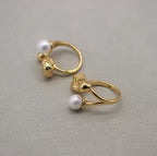 Bague Perle Coton Ajustable Dorée Acier Inoxydable