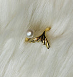 Bague Perles Coquillage Queue de Poisson Ajustable Dorée
