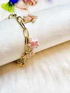 Bracelet Abeille Fleur Papillon Doré Acier Inoxydable