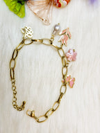 Bracelet Abeille Fleur Papillon Doré Acier Inoxydable