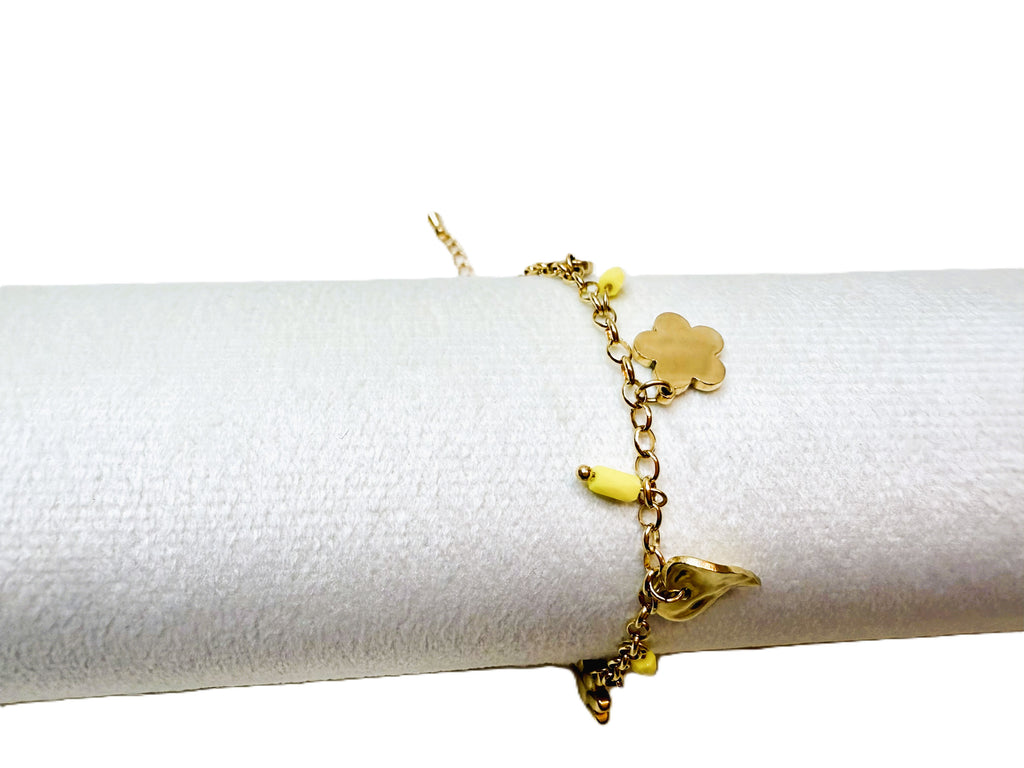 Bracelet Avocat Banane Pastèque Fleur Doré Acier