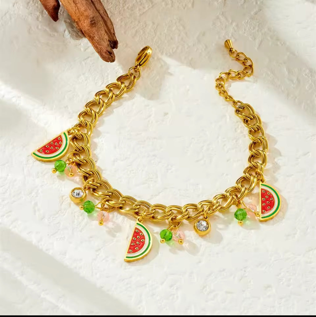 Bracelet Été Coréen Pastèque Doré Acier Inoxydable