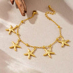 Bracelet Étoile de Mer Doré Acier Inoxydable