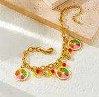Bracelet Citron Multicolore Doré Acier Inoxydable