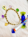 Bracelet Motifs Cœur Fleur Feuille Doré Acier Inoxydable