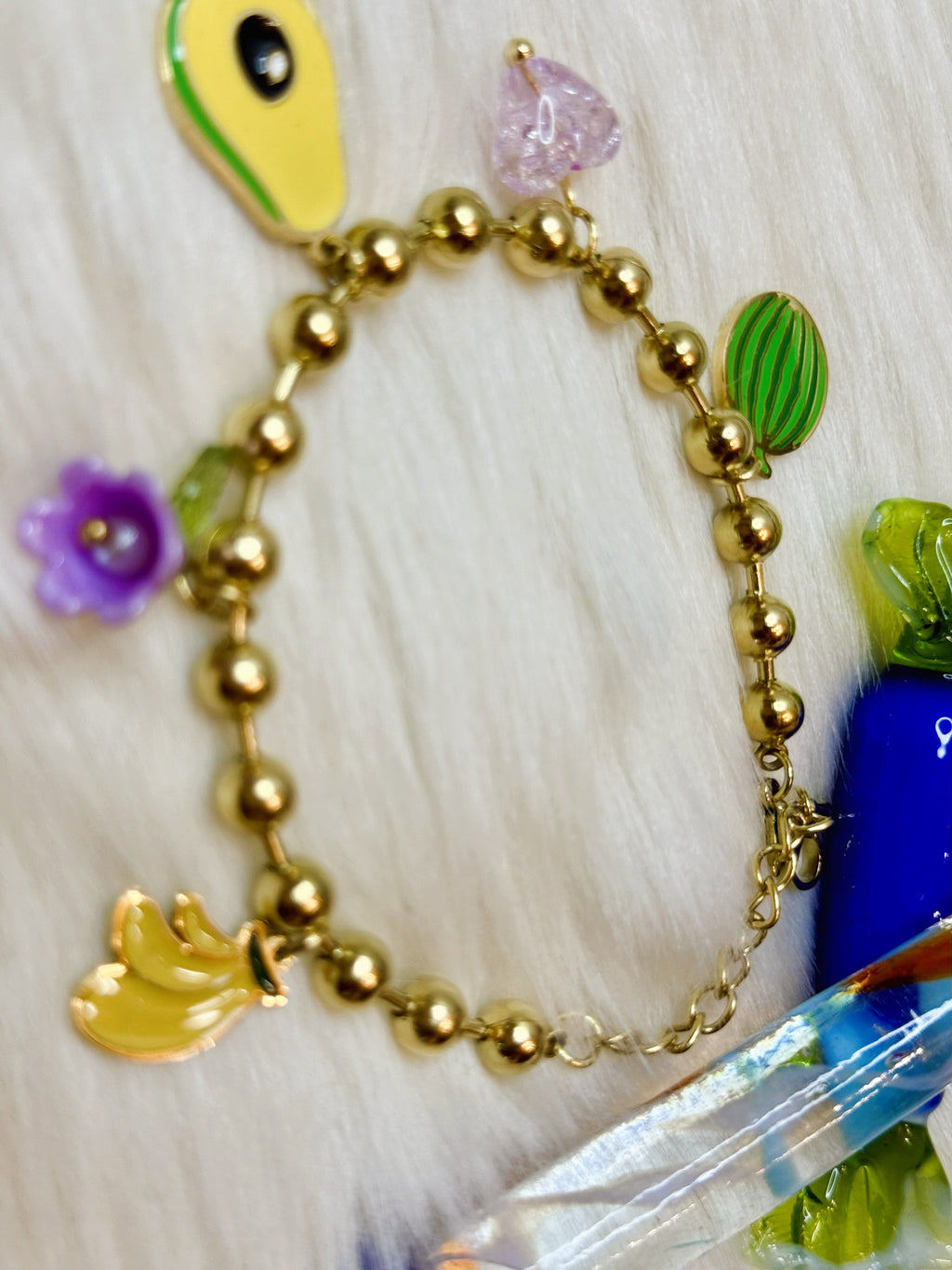 Bracelet Motifs Cœur Fleur Feuille Doré Acier Inoxydable