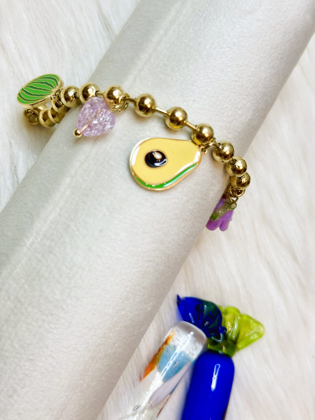 Bracelet Motifs Cœur Fleur Feuille Doré Acier Inoxydable