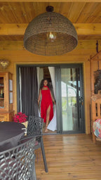 Robe Longue Élégante à Fente - Rouge, Noir ou Blanc